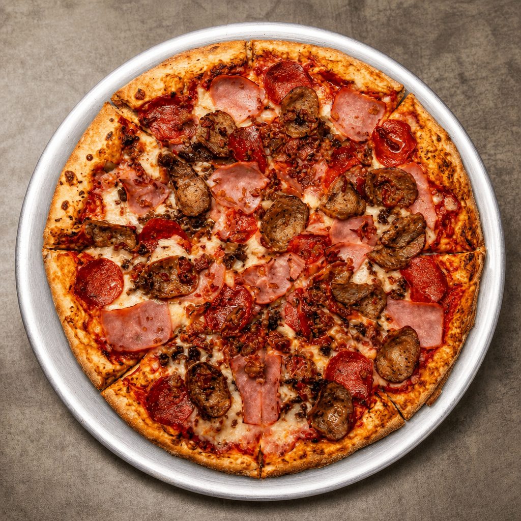 All Meats Pizza.